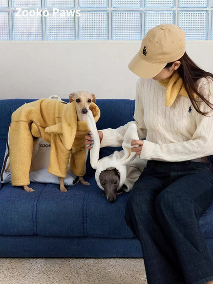 Fleece Four-Leg Dog Onesie with Detachable Snood photo 3