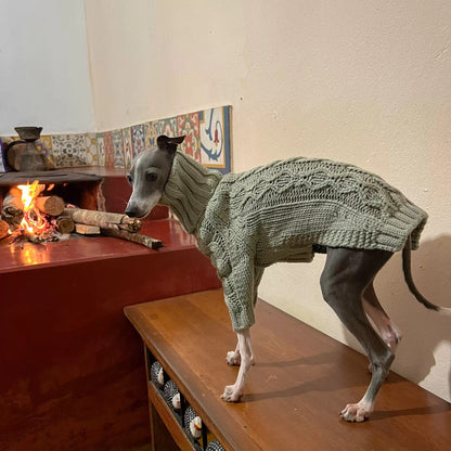Sage Green Cable Knit Dog Sweater photo 3