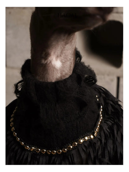 Black Mohair Look Open Knit Dog Onesie view 3