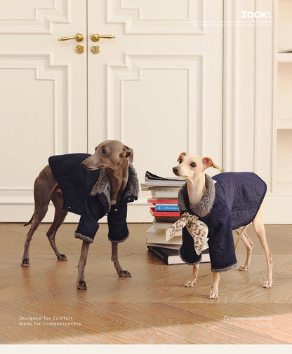 Vintage Denim Dog Winter Coat