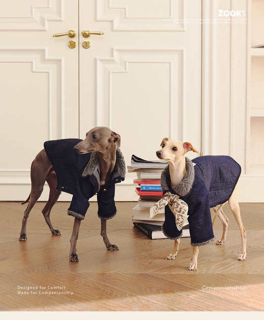 Vintage Denim Dog Winter Coat