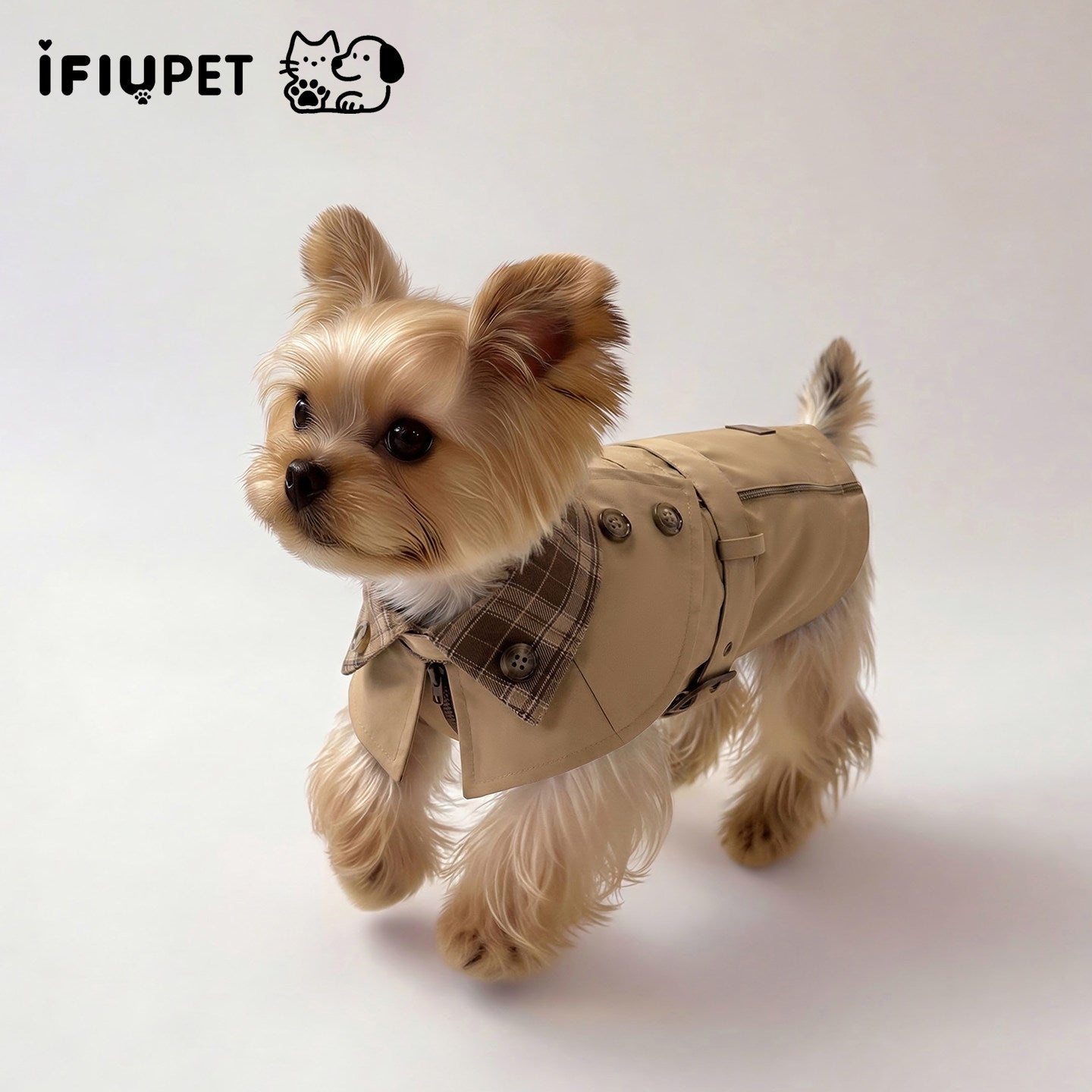 British Style Contrast Collar Pet Coat