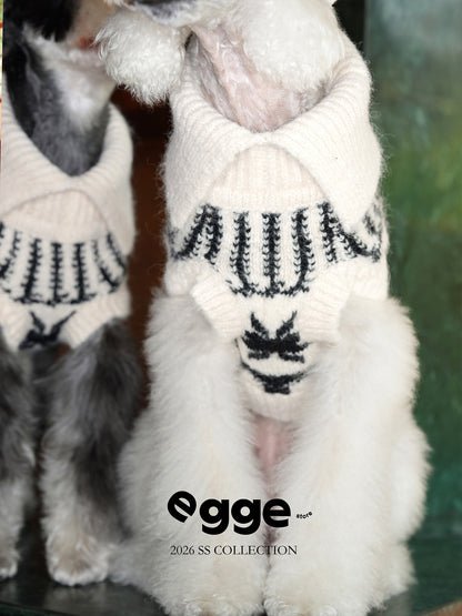 Fair Isle Jacquard Dog Sweater with Foldover Collar