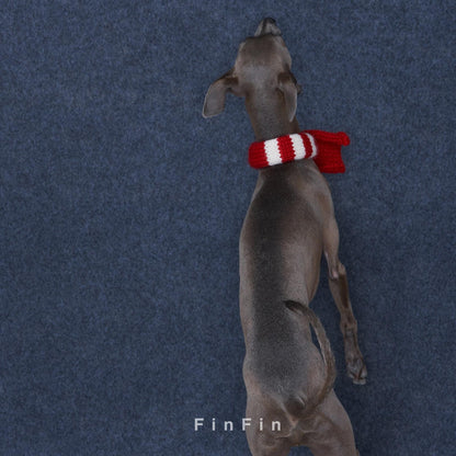 Striped Wool-Blend Dog Scarf for Small Breeds