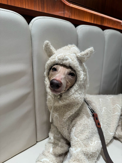 Devil Horn Embroidered Sherpa Four-Legged Dog Jumpsuit