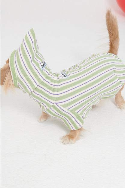 Striped Hooded Dog Two-Leg Jumpsuit