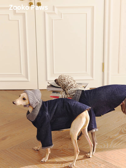 Vintage Denim Dog Winter Coat