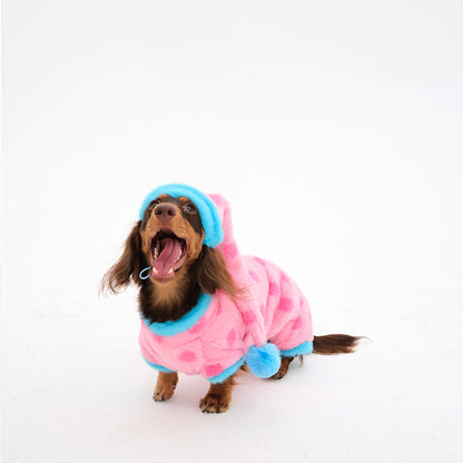 Polka Dot Faux Rabbit Fur Dog Sleep Cap