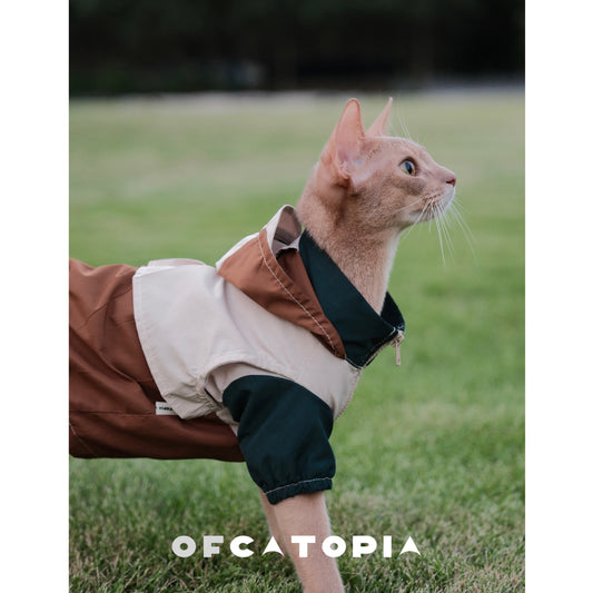 OfCatopia Y2K Colorblock Hooded Raincoat for Cats Dogs