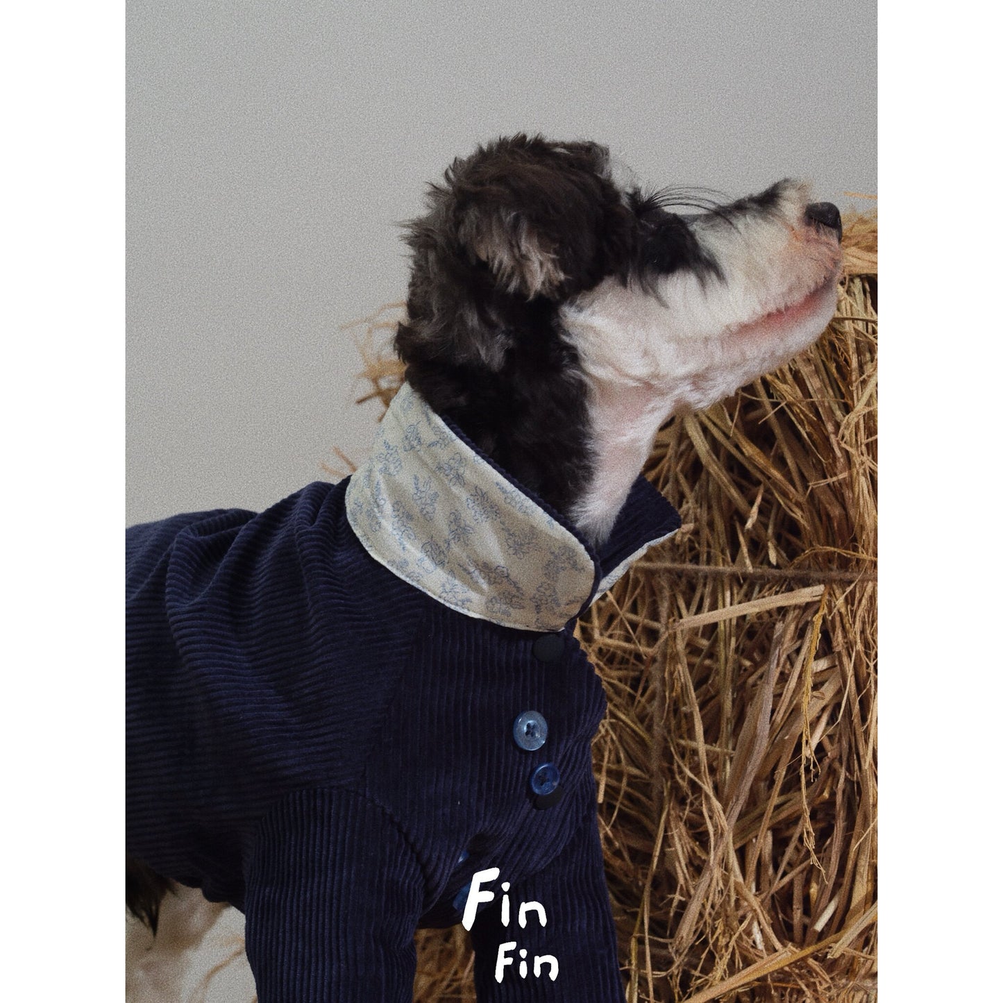 Cotton Corduroy Dog Jacket with Floral Lining