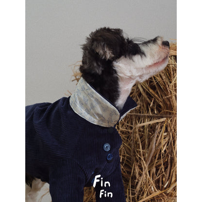 Cotton Corduroy Dog Jacket with Floral Lining