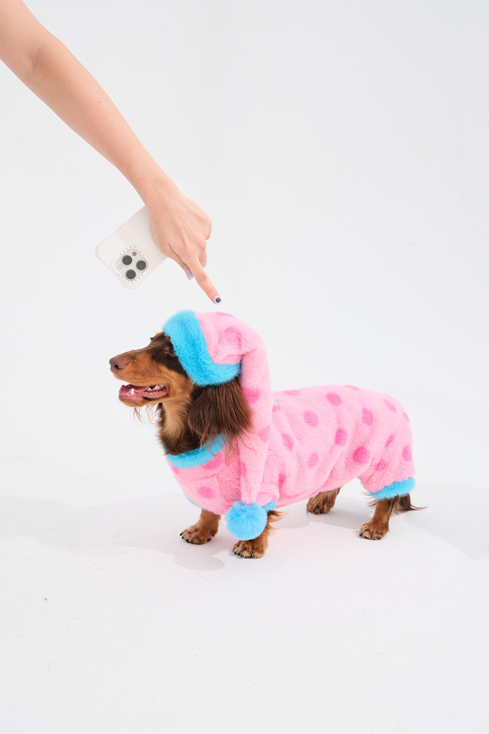 Polka Dot Faux Rabbit Fur Dog Sleep Cap