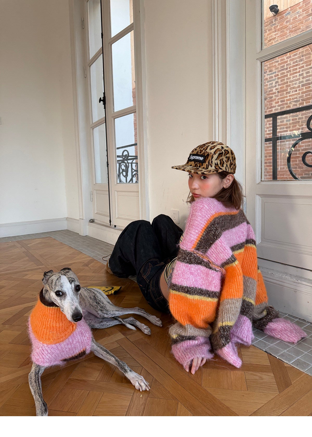 Striped Oversized Wool Cardigan for Pet Parents
