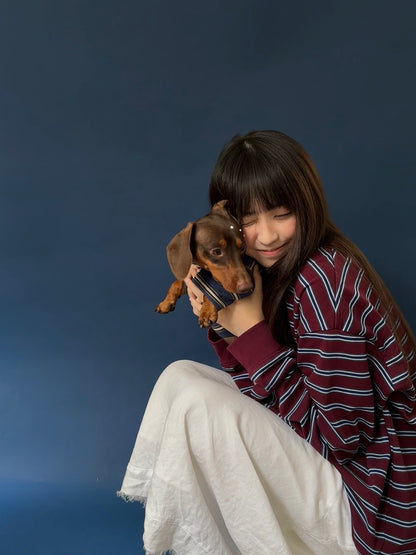 POXFFEE Vintage Stripe Matching Dog Outfit