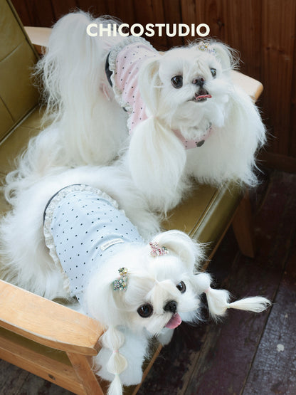 Polka Dot Ruffle Cotton Dog Tank Top