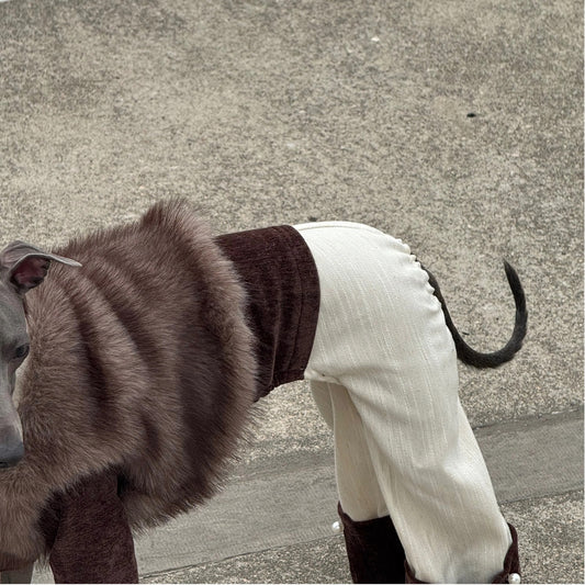 Leeds Brown Tuxedo Look Dog Onesie view 4