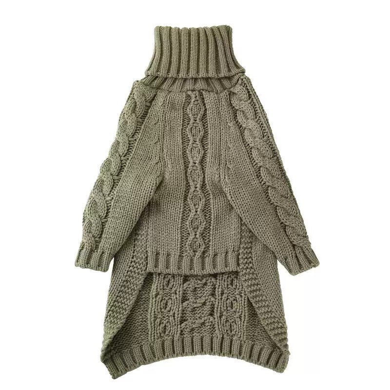 Sage Green Cable Knit Dog Sweater photo 4