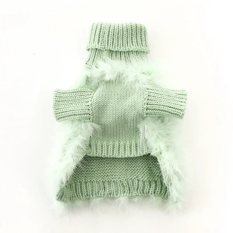 Luxury Feather Dog Sweater, Core Spun Yarn