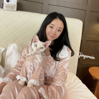 Velvet Thick Matching Pajamas for Owners & Cats
