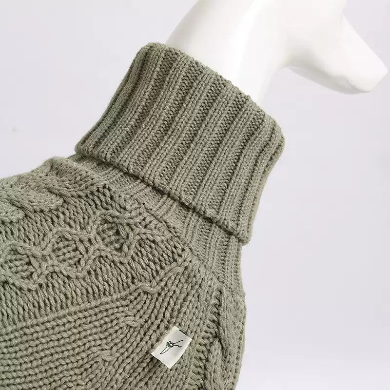 Sage Green Cable Knit Dog Sweater photo 5