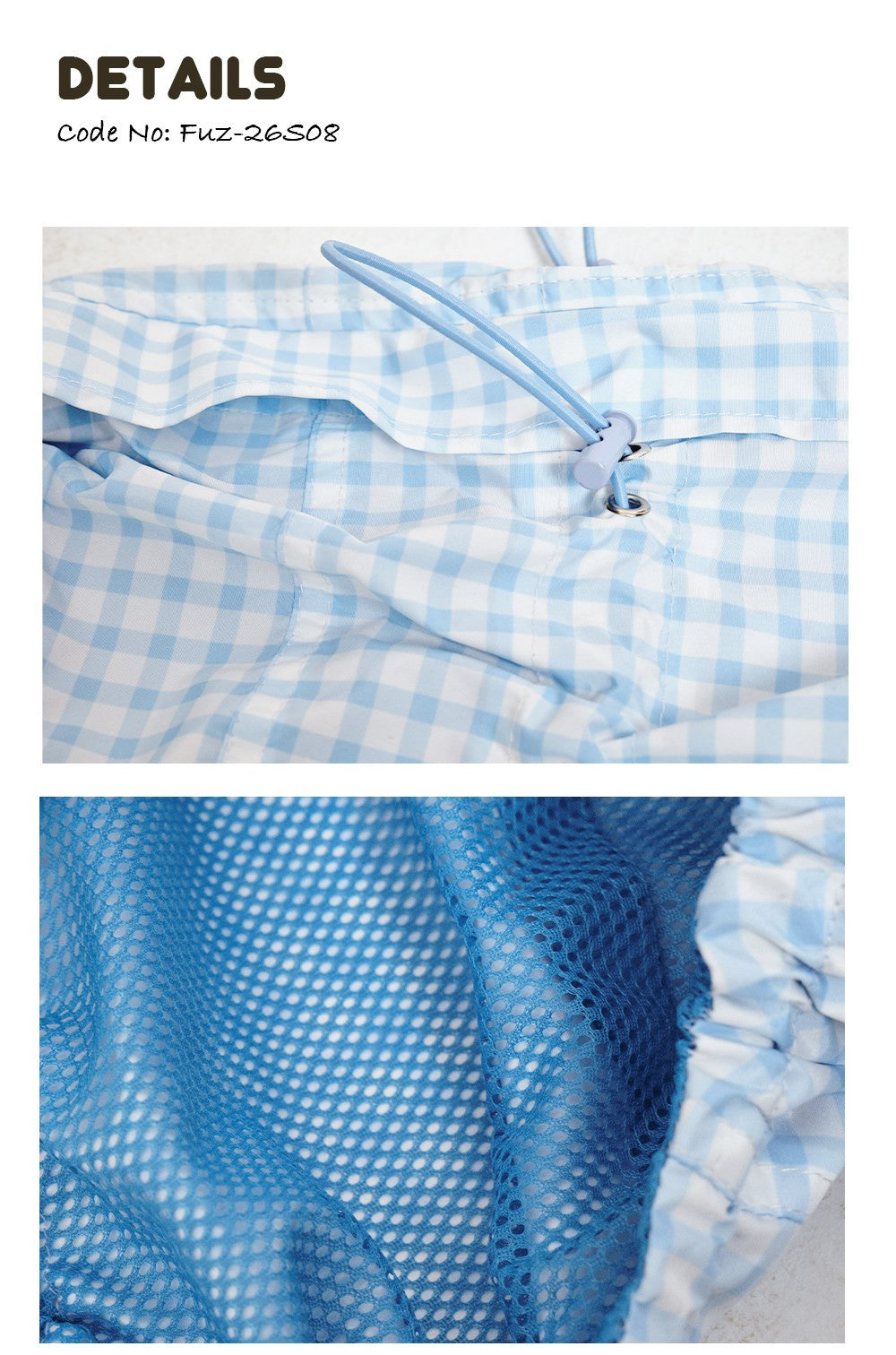 Close-up of the woven plaid shell fabric