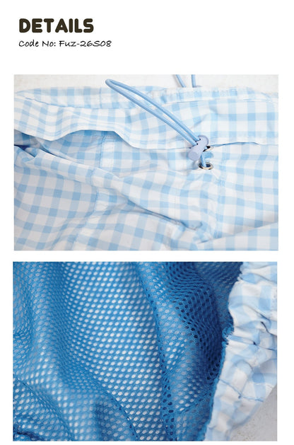 Close-up of the woven plaid shell fabric