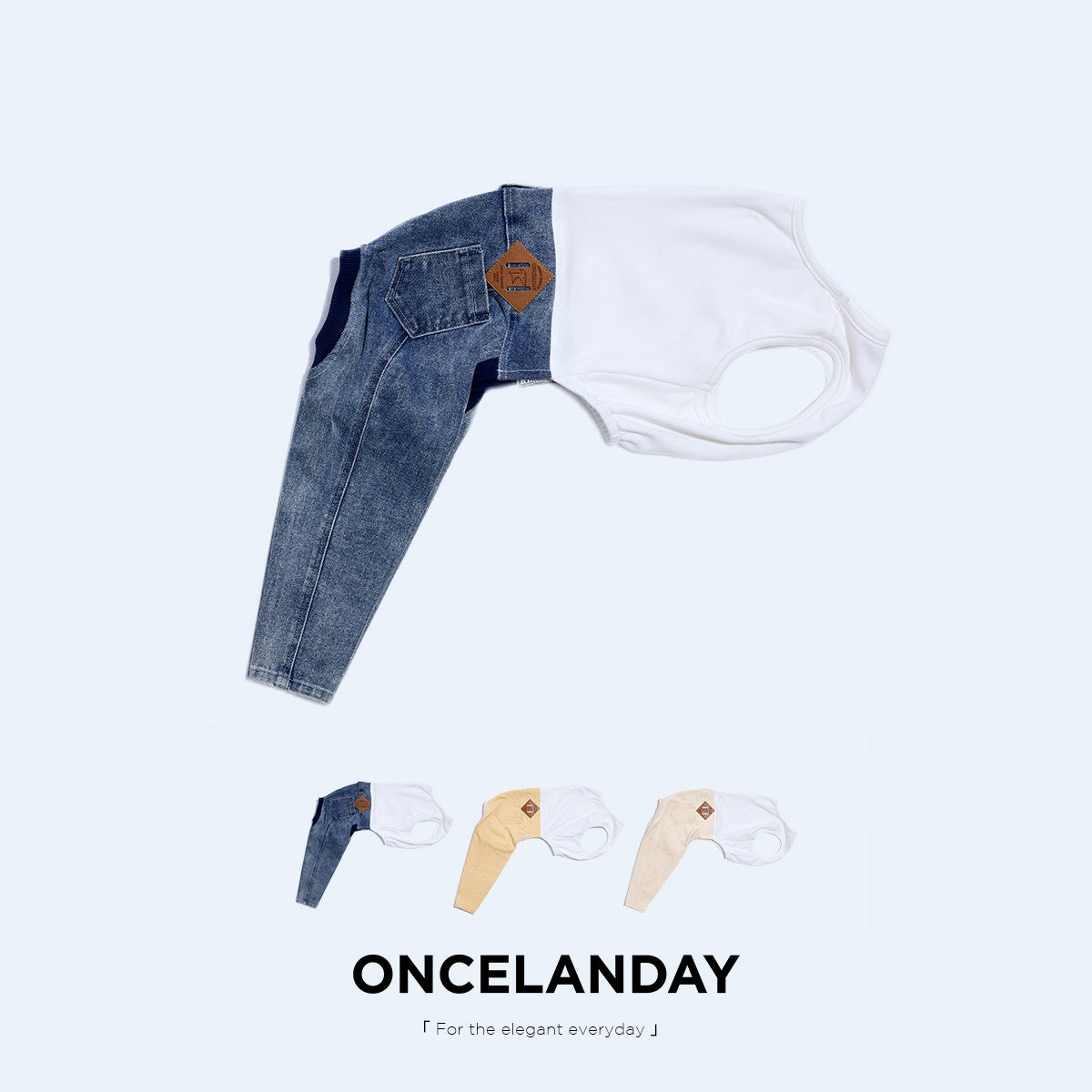 ONCELANDAY Fall Patchwork Washed Jeans for Whippets