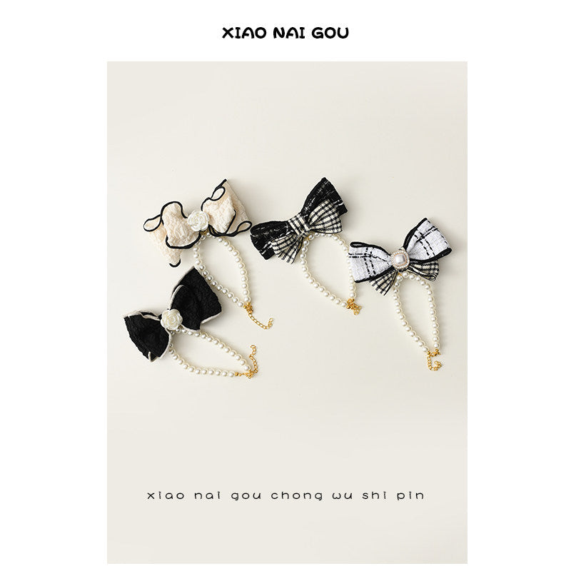 Bow Pearl Pet Necklace Collar