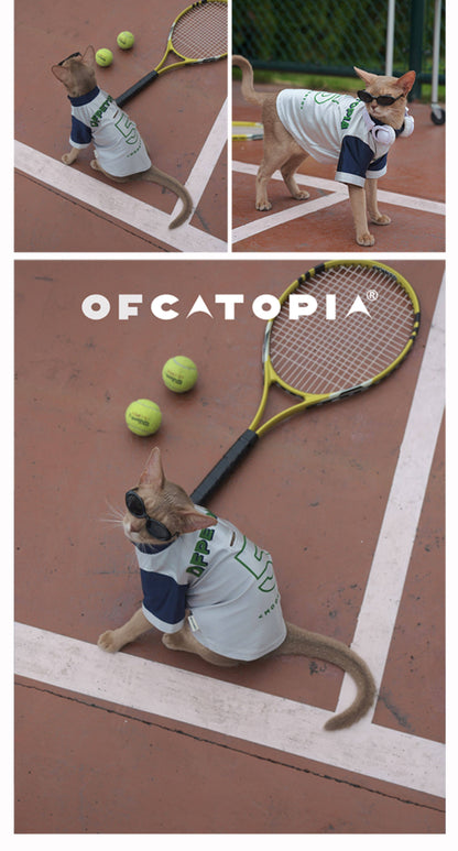 OfCATOPIA Silver-Green Retro Mesh Pet Tee