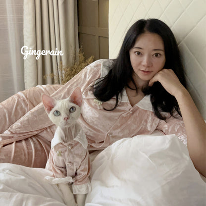 Velvet Thick Matching Pajamas for Owners & Cats