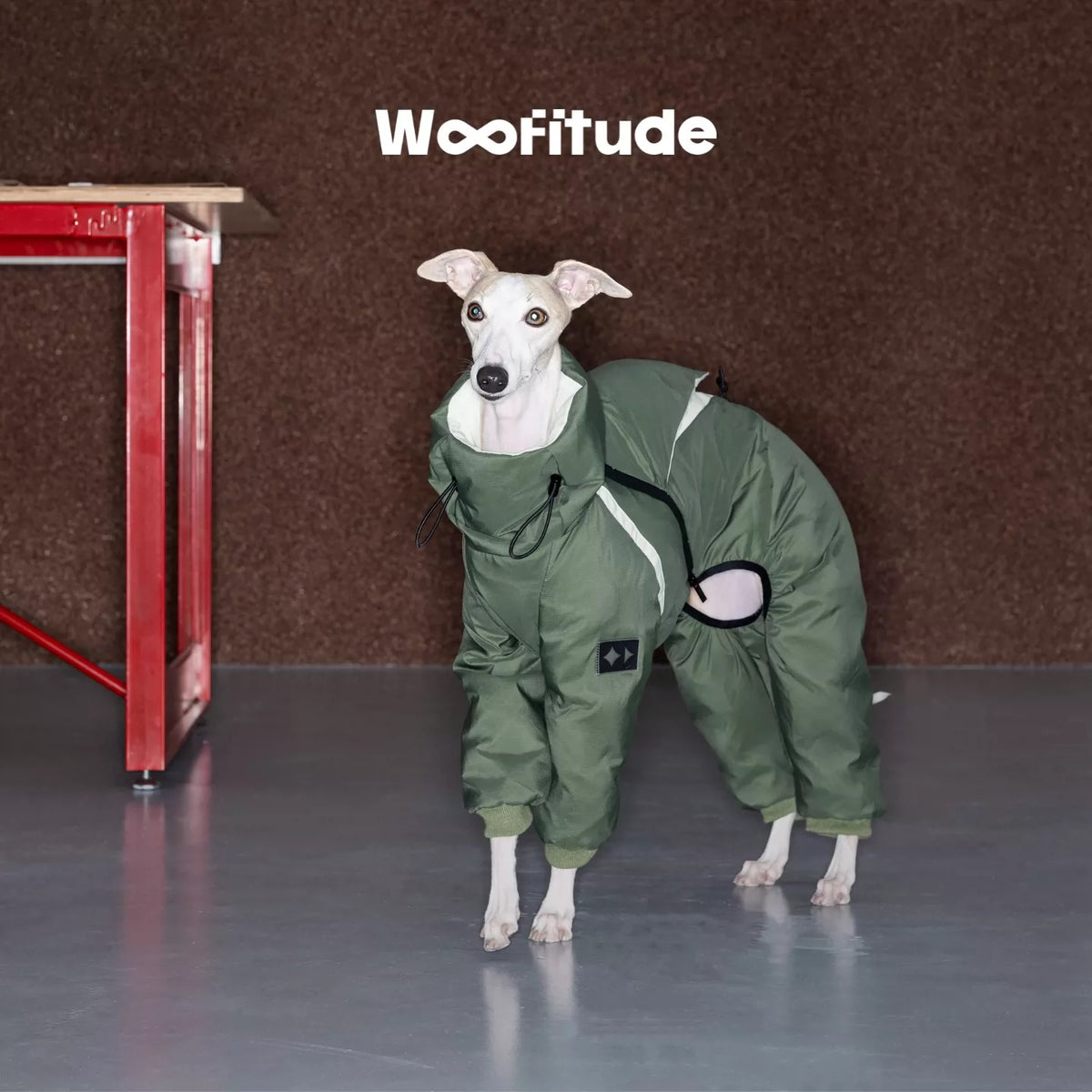 95 White Duck Down 4-Leg Dog Coat