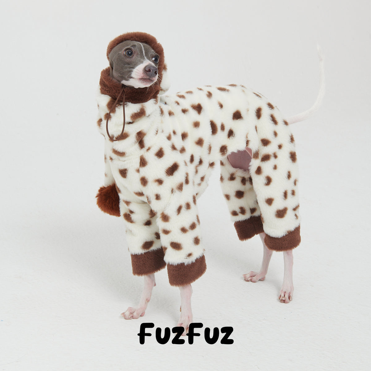Pink Polka Dot Faux Rabbit Fur Dog Jumpsuit