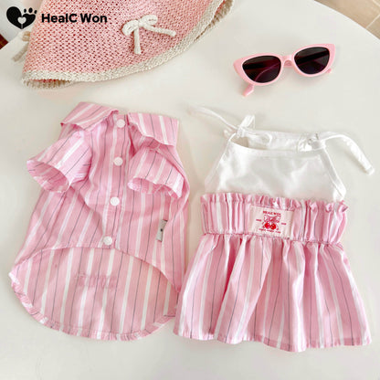 Camisa a juego con rayas inspirada en el estilo coreano HC