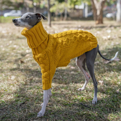 Yellow Hooded Knit Dog Sweater photo 6