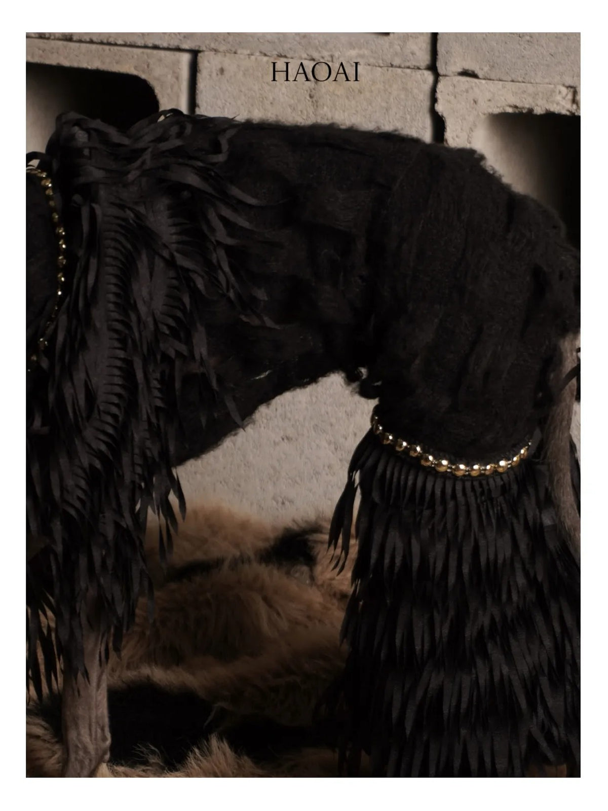 Black Mohair Look Open Knit Dog Onesie view 6