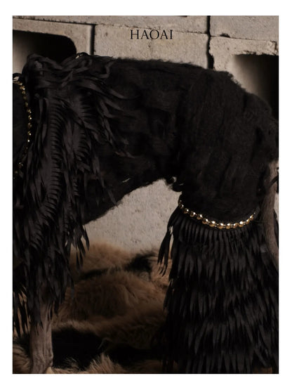 Black Mohair Look Open Knit Dog Onesie view 6
