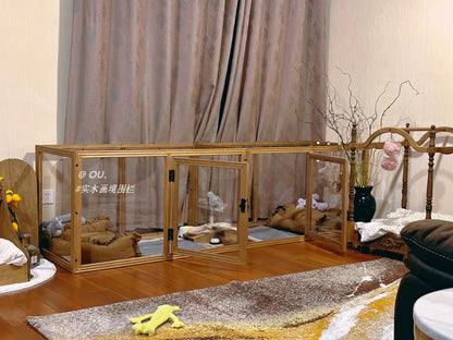 Scenery Solid Wood Acrylic Pet Fence