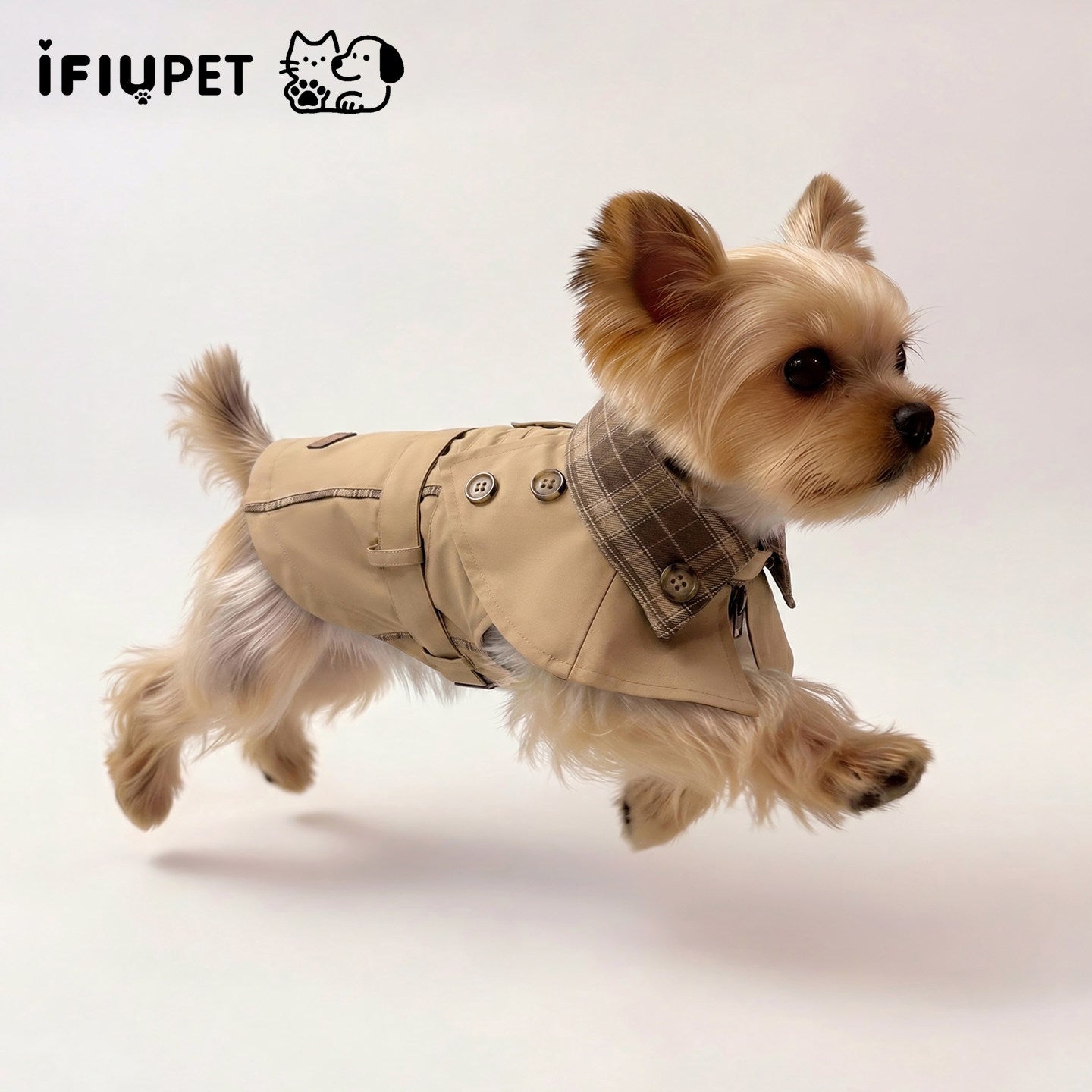 British Style Contrast Collar Pet Coat