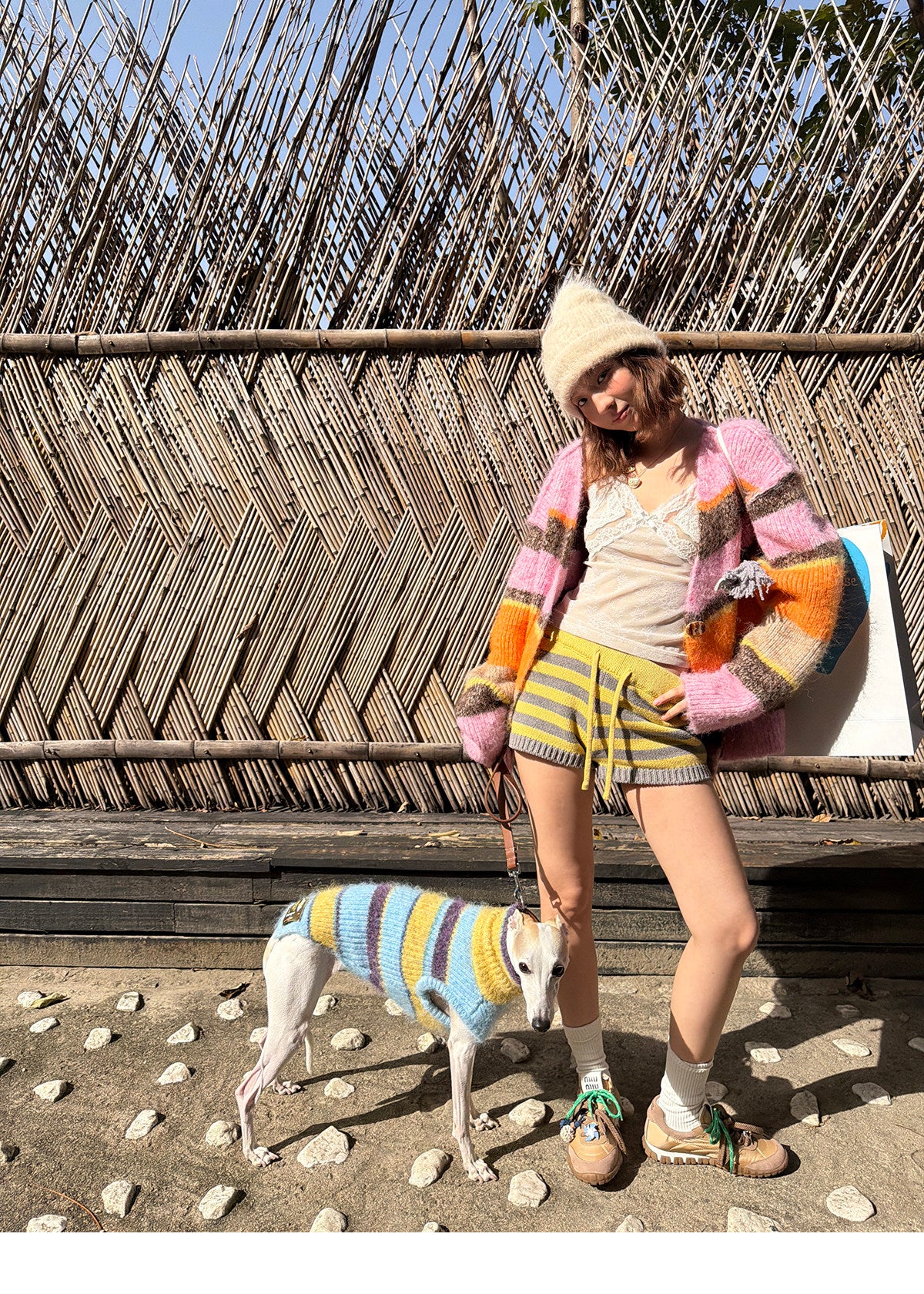 Striped Oversized Wool Cardigan for Pet Parents