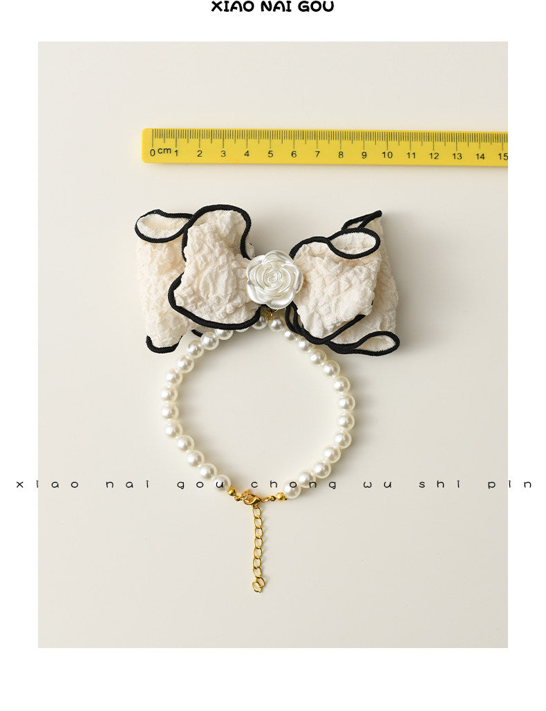 Bow Pearl Pet Necklace Collar