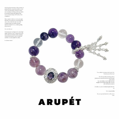 Amethyst Leather Pet Collar Necklace & Matching Bracelet
