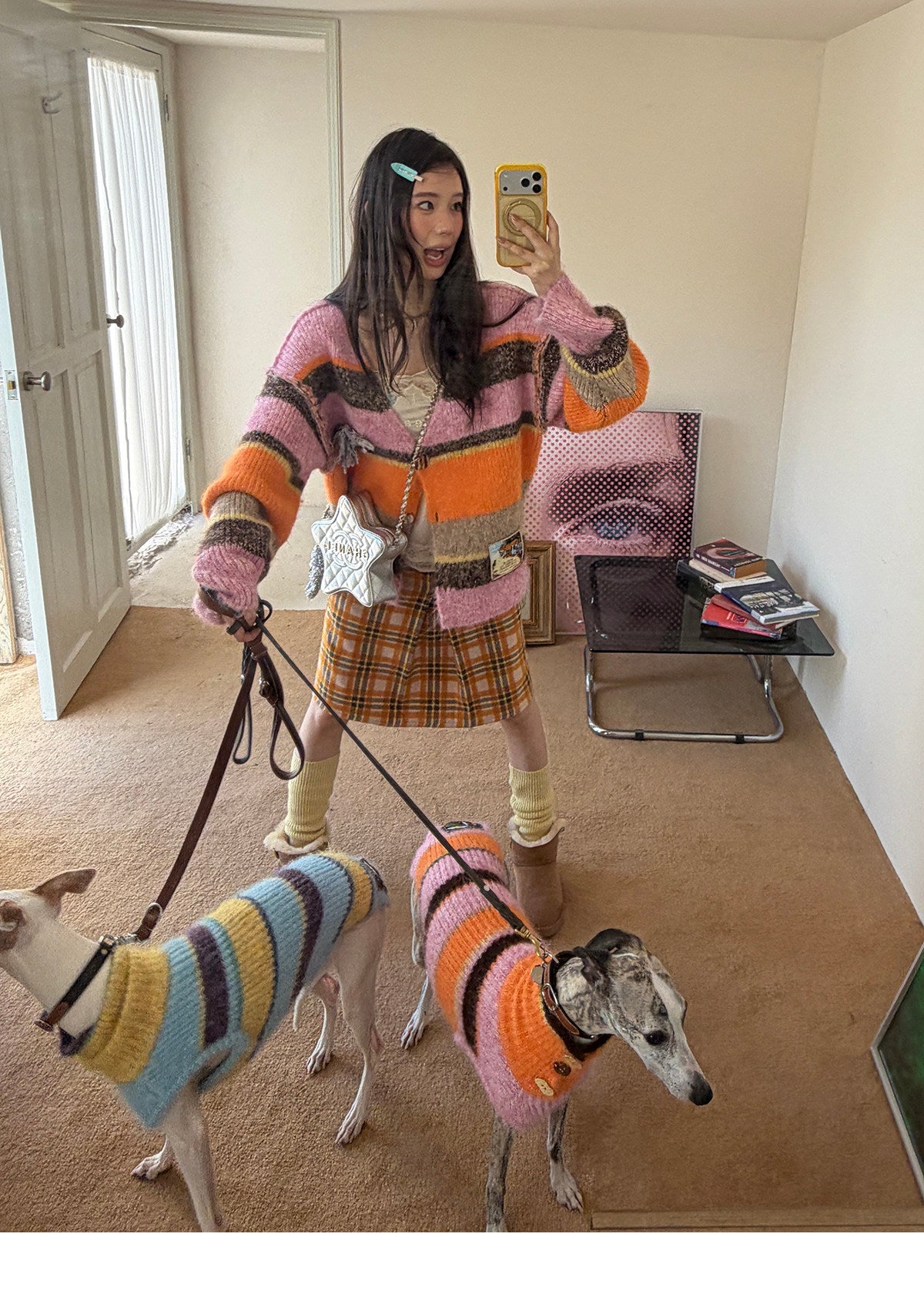 Striped Oversized Wool Cardigan for Pet Parents