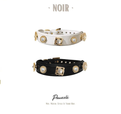 Classic French-Inspired Pet Collar with 5 Charms