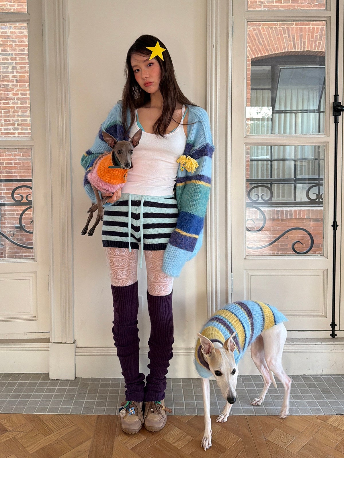 Striped Oversized Wool Cardigan for Pet Parents