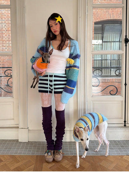 Striped Oversized Wool Cardigan for Pet Parents