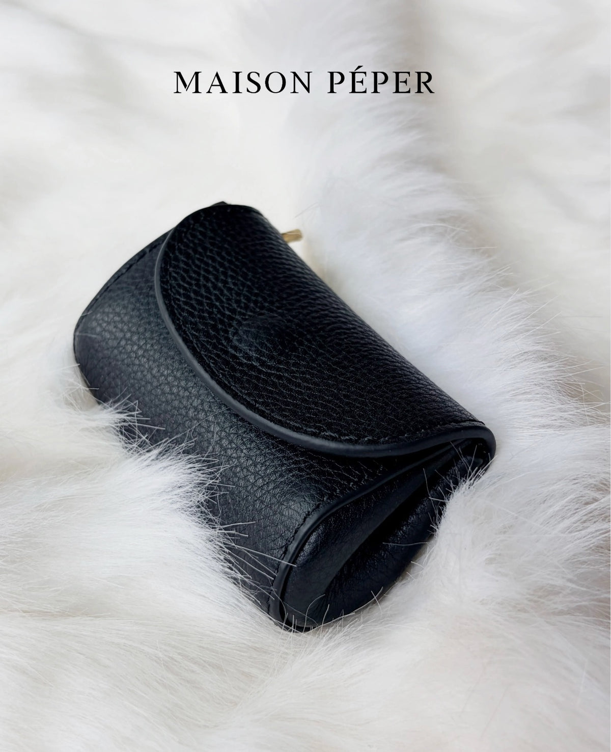 Togo Leather Brass Dog Poop Bag Holder