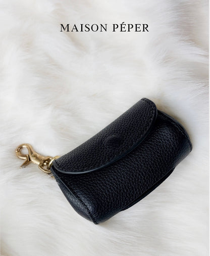 Togo Leather Brass Dog Poop Bag Holder