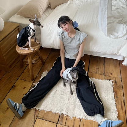 Snuggsoul Matching Embroidered Wide-Leg Joggers