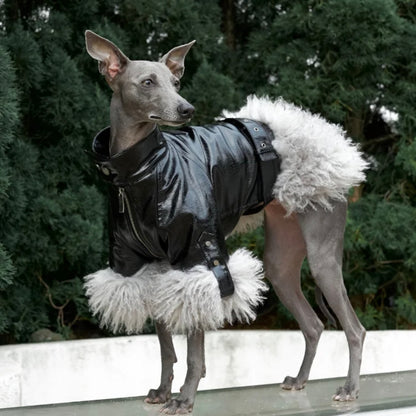 Chaqueta de lujo de piel sintética para perro