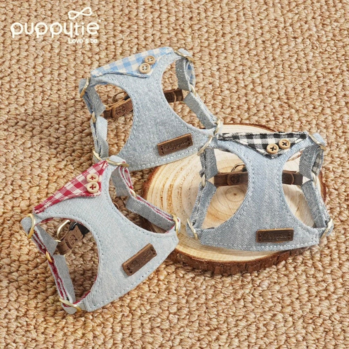 Puppytie Denim Dog Harness & Leash Set